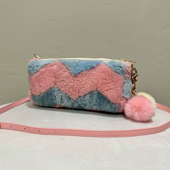 Handmade Colorblock Genuine Shearling Leather Barrel Bag & 3 Strap Styles - Picture 10 of 16